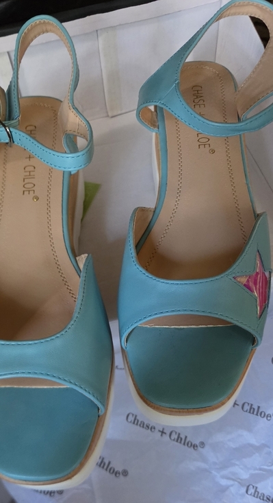Chase & Cloe Shoes - Chase&Cloe Turquoise Open-Toe Small Platform Sandals Star Accent Sz7.5 NIB
